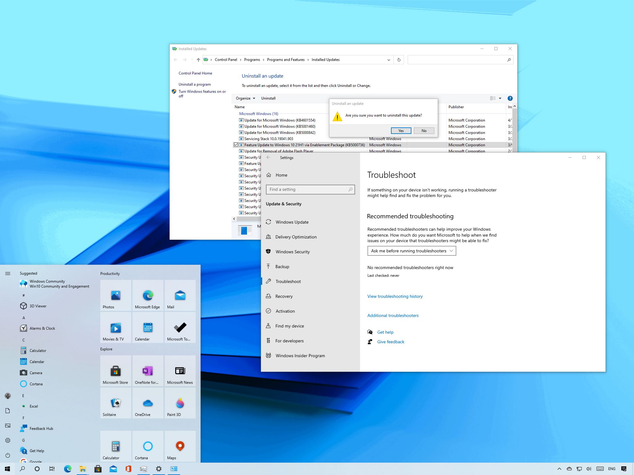 Windows 10 version 21H1 (May 2021 Update) problem fixes