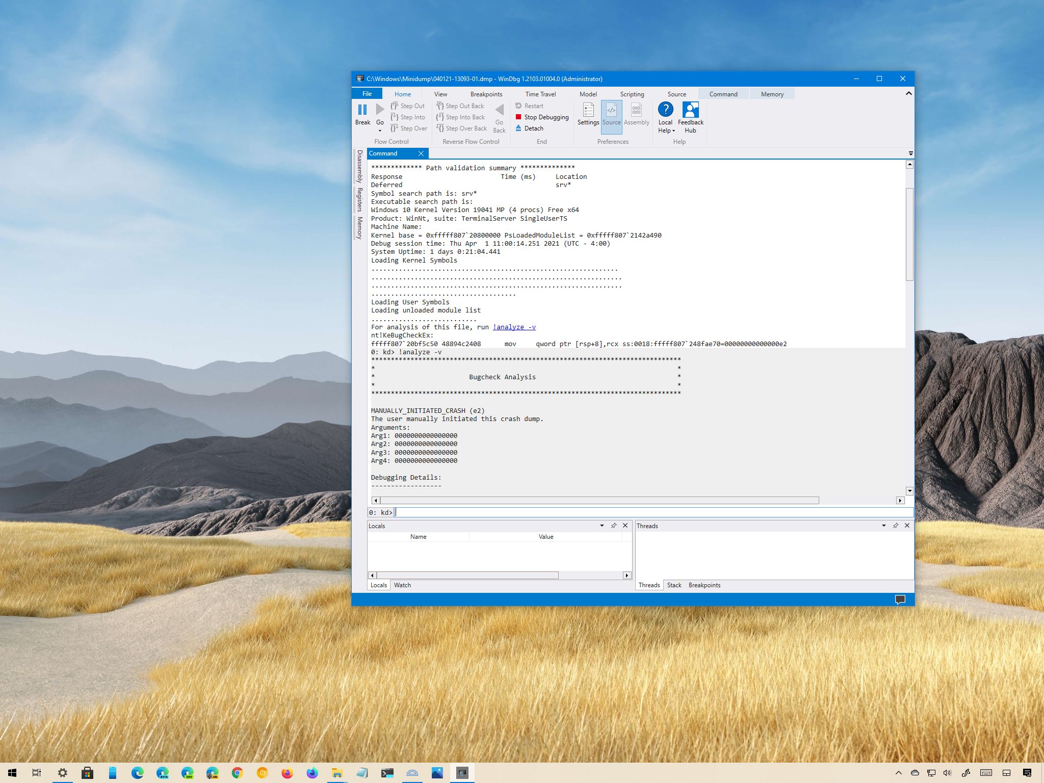 Windows 10 Open Dump File