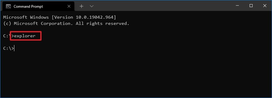 Command Prompt open File Explorer