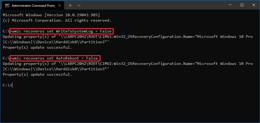 Windows 10 dump disable write event log