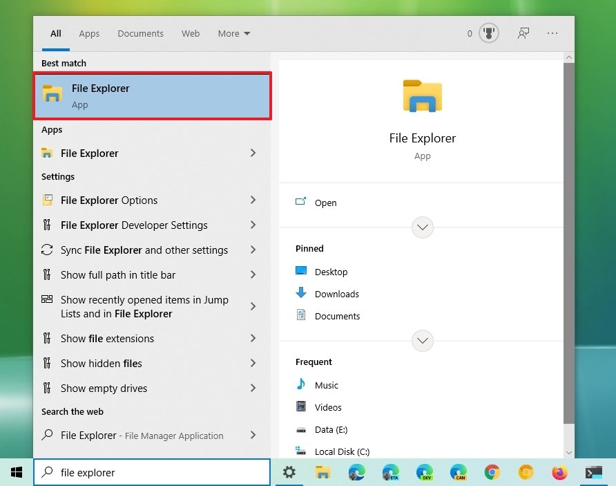 Windows Search open File Explorer