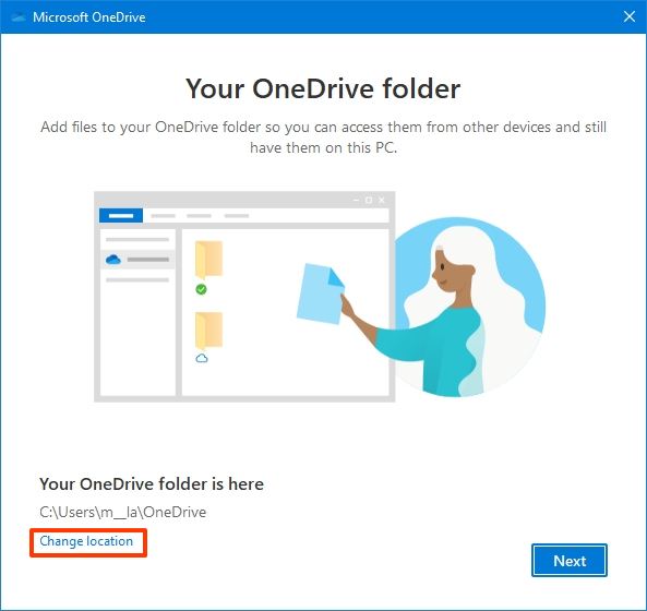 OneDrive change folder location