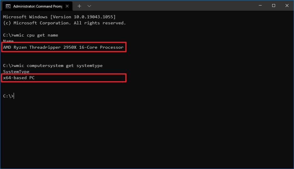 Check CPU info with Command Prompt