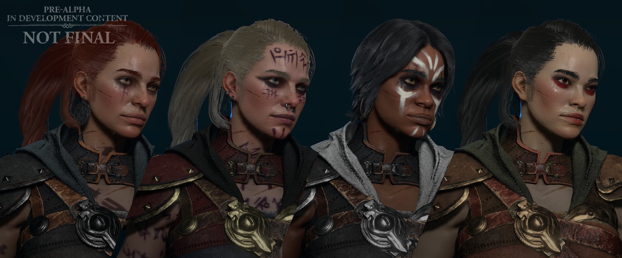 Desenhos de personagens femininos de Diablo 4