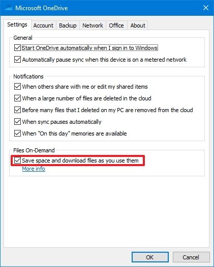 Onedrive enable Files On-Demand