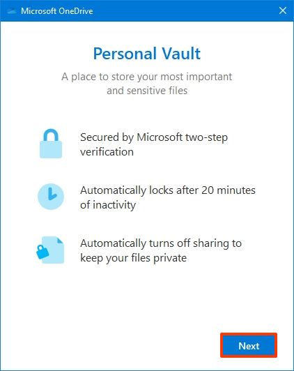OneDrive personal vault setup