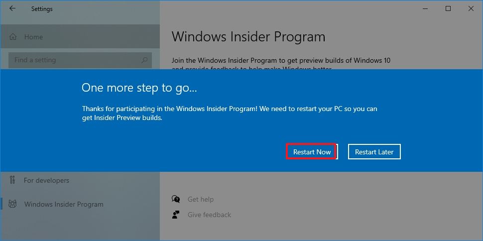 Windows 11 Insider program restart to apply changes