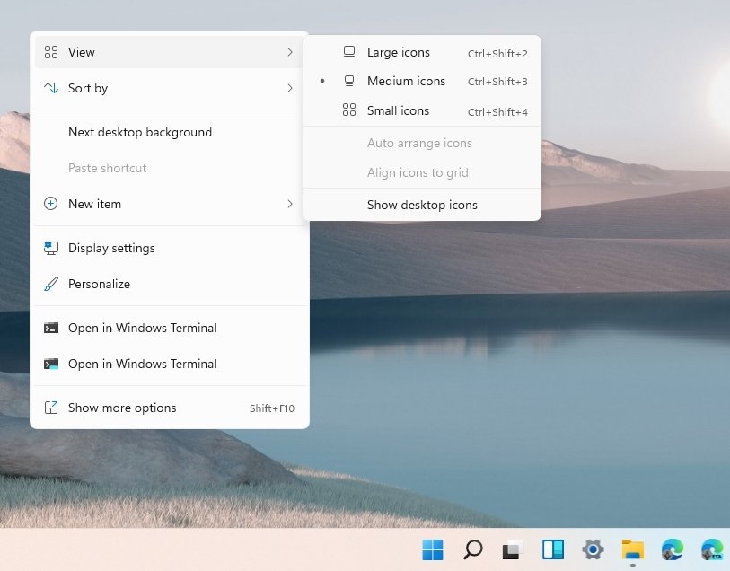 Windows 11 desktop context menu