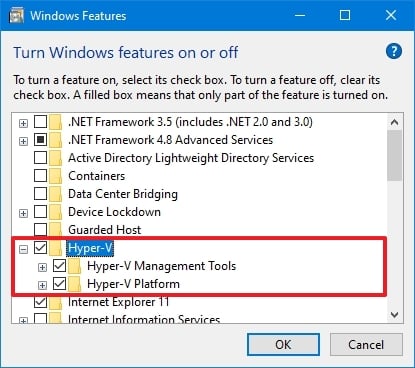 Windows 10 instale o Hyper-V