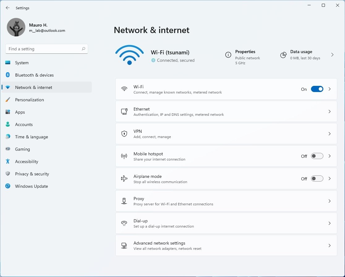Network & internet settings