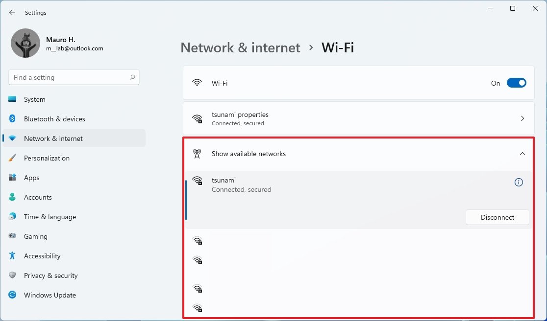 Windows 11 Wi-Fi settings