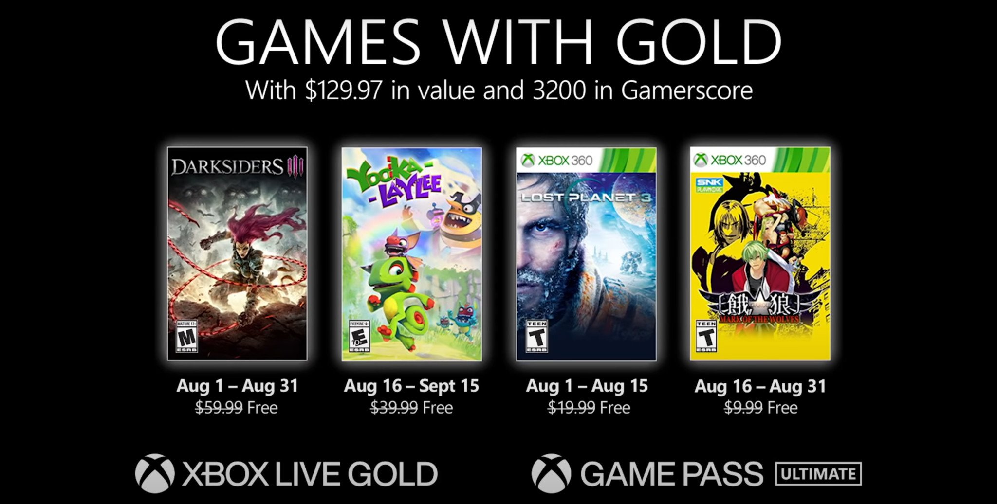 Xbox Games With Gold August 2021