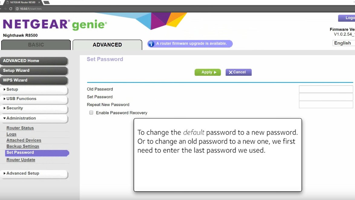 Netgear Change Password Step