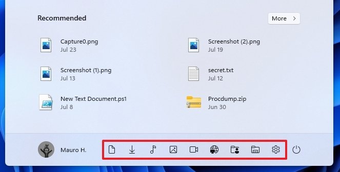 Start menu with Folders