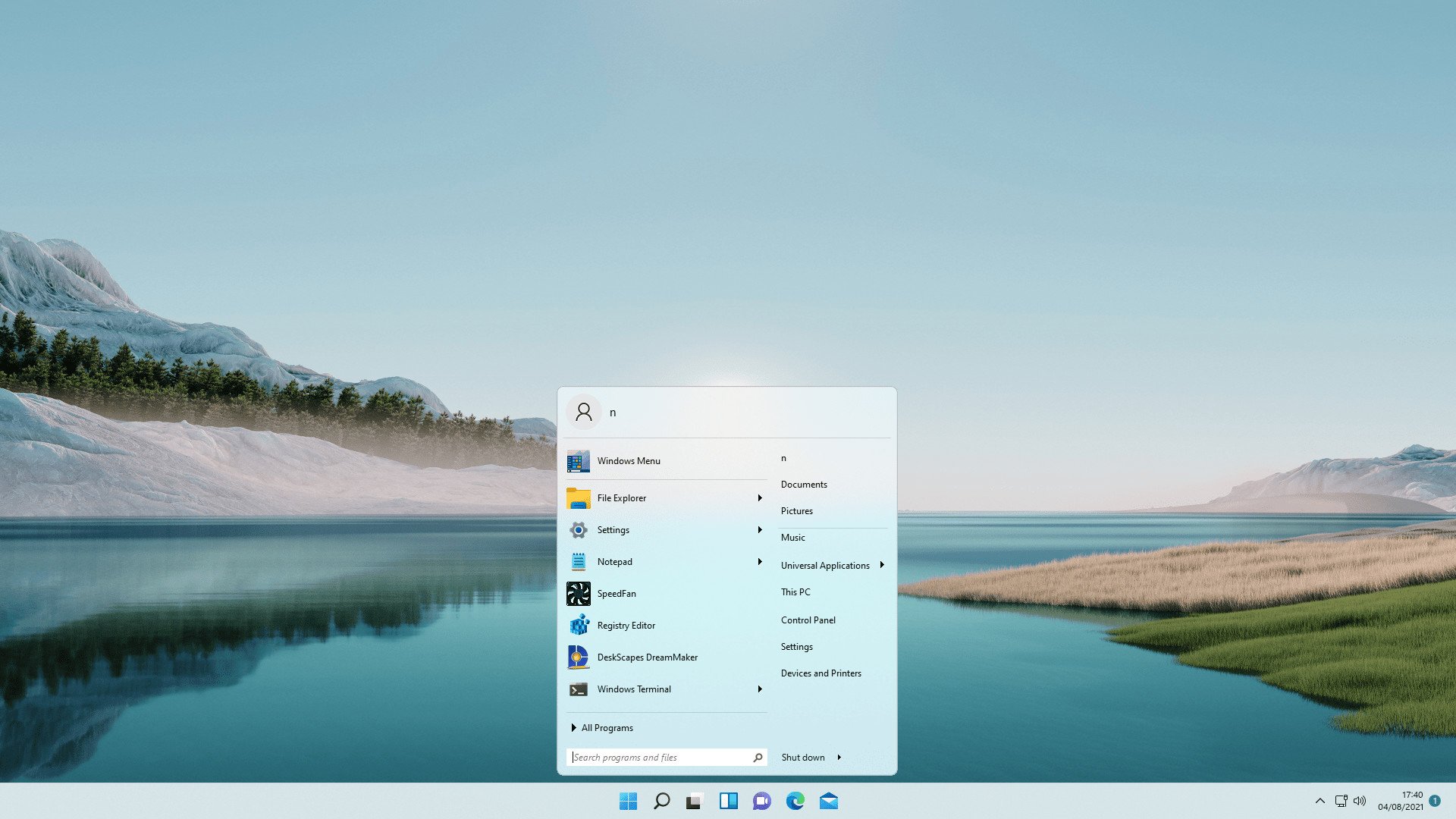 Windows 7 style Start menu on Windows 11