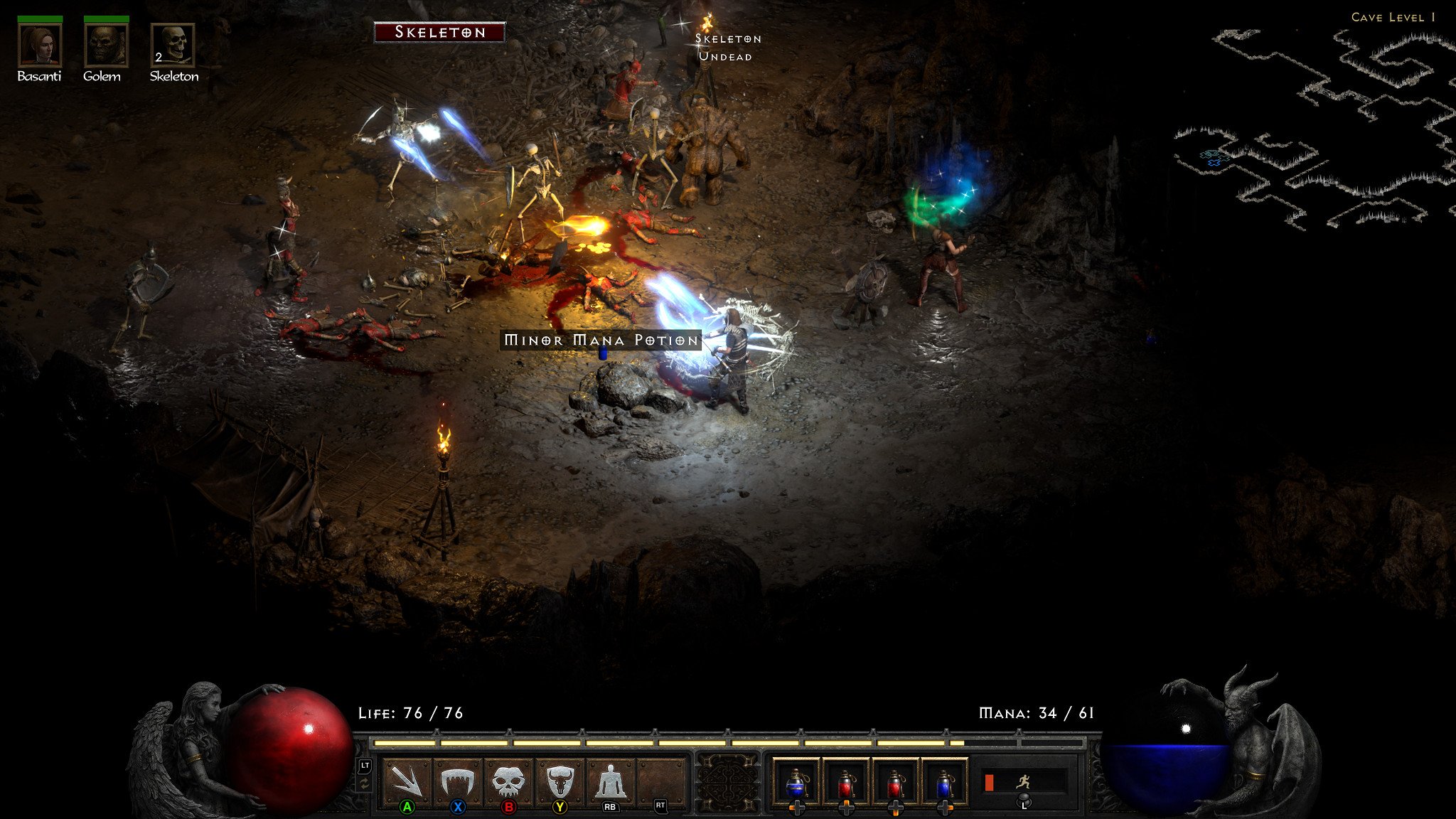 Diablo 2 Resurrected Necromancer Combat Cave