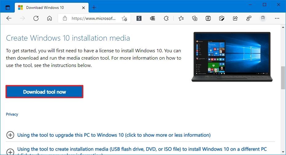 Windows 10 version 21H2 Media Creation Tool