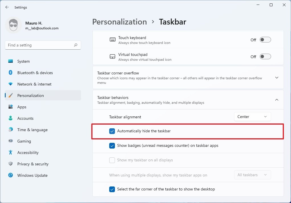How To Enable Taskbar Auto Hide On Windows 11 Windows Central