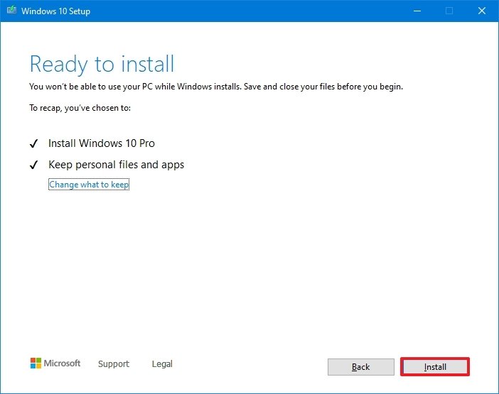 Install Windows 10 version 21H2 with Media Creation Tool