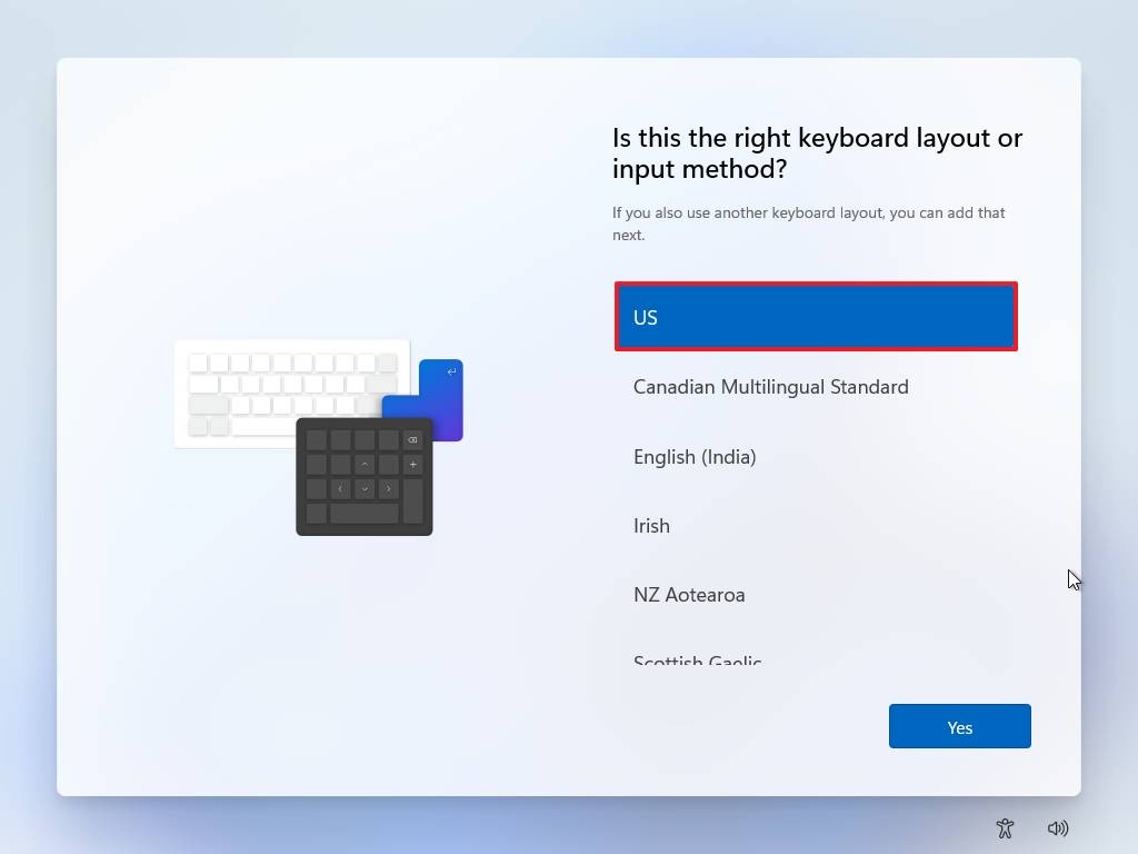 Windows 11 OOBE keyboard layout