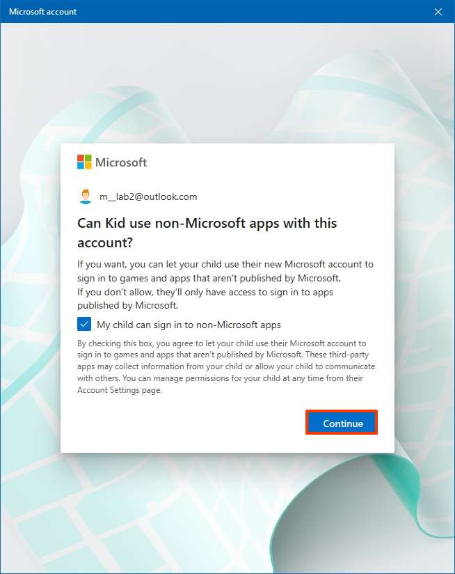 Non-Microsoft apps sign in permission