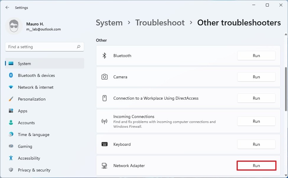 Windows 11 network adapter troubleshooter