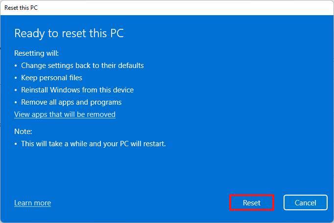 Reinicialização do Windows 11