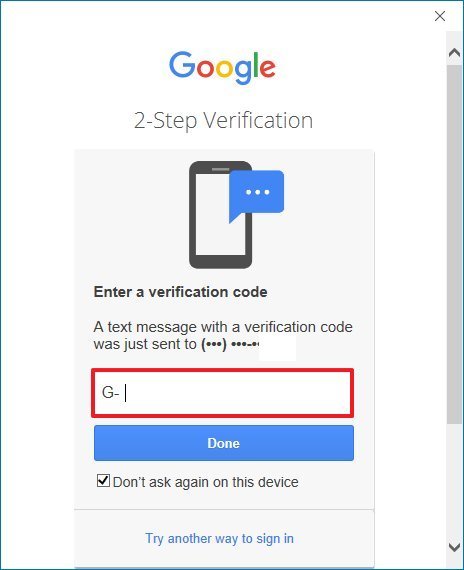 Gmail 2 Step Verification Code in Outlook