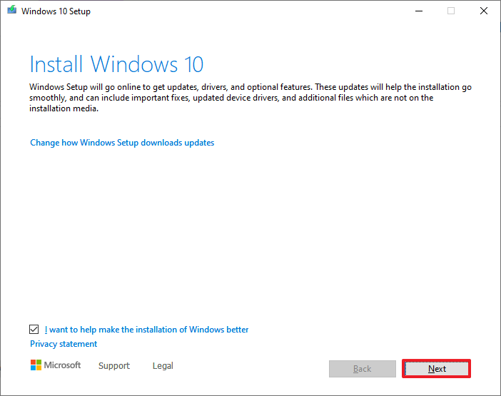 Windows 10 de novembro 20210 Atualizar configuração ISO