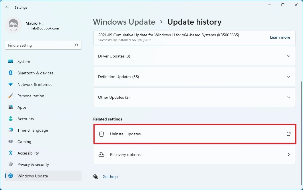 Windows 11 Update History Page