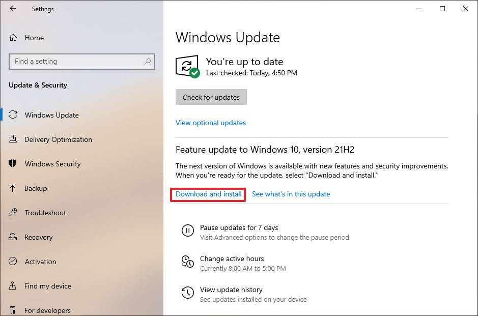 Windows Update download November 2021 Update