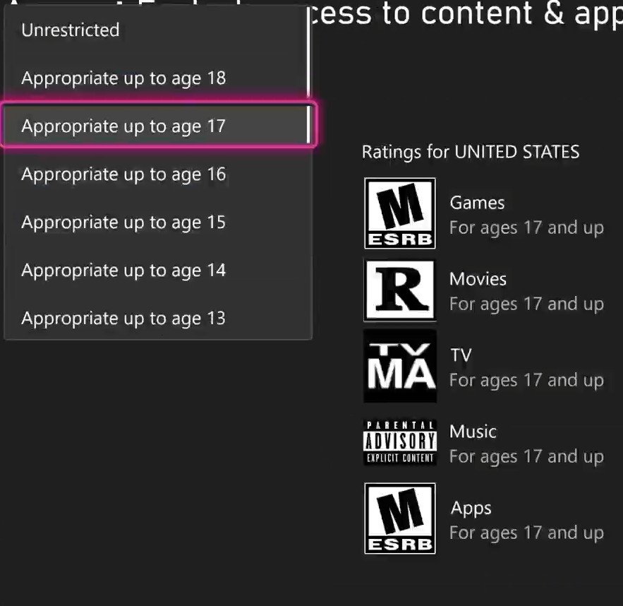 Xbox Family Settings Age Restrictions