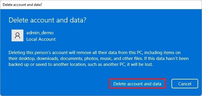 Delete account and data