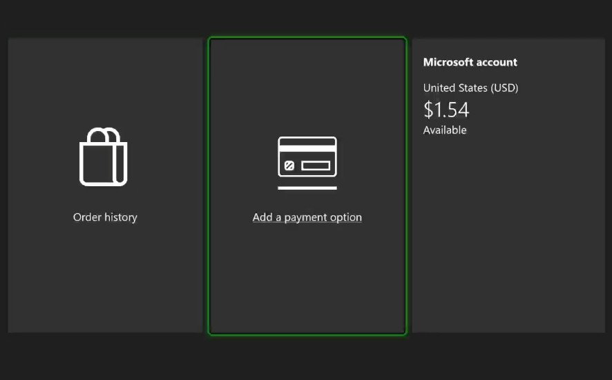 Child Account Add Payment Option Xbox Dashboard