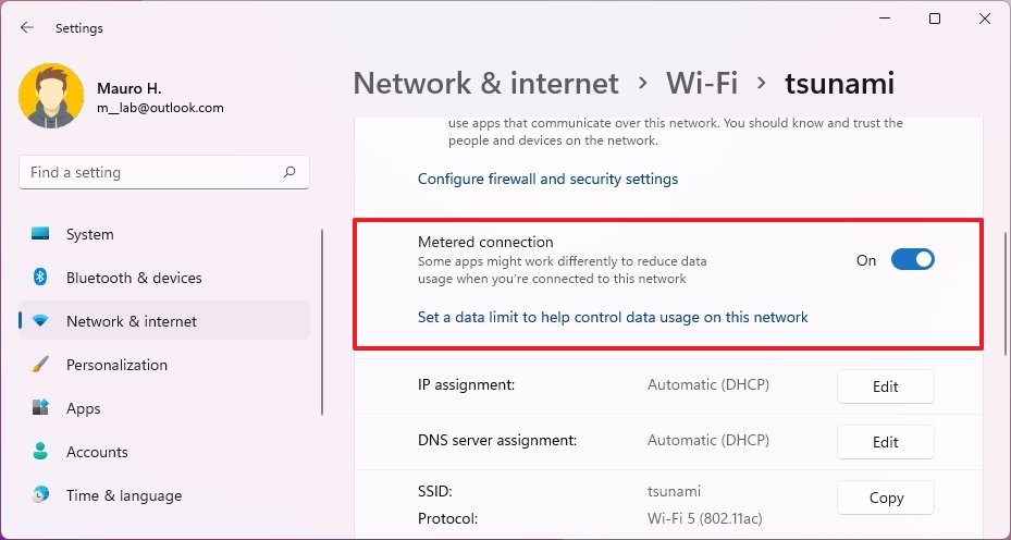 Enable Wi-Fi Metered Connection