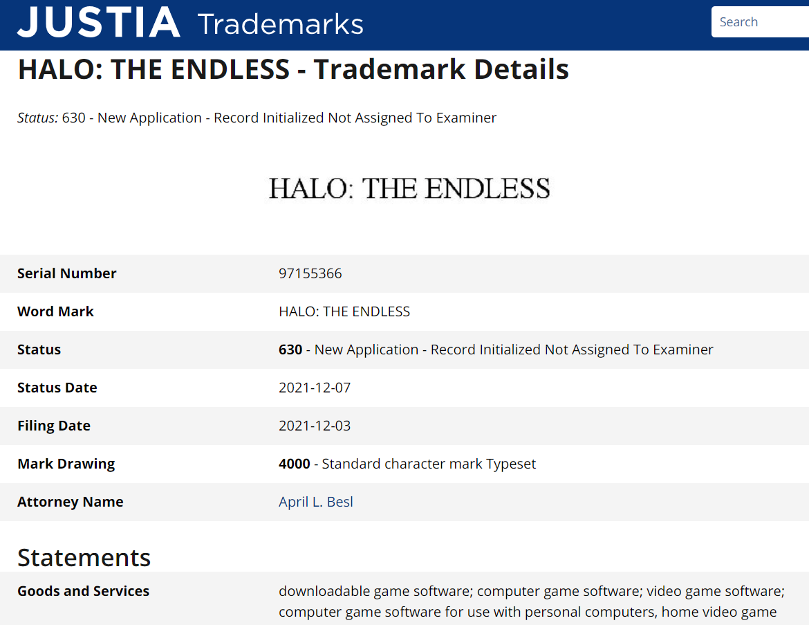 Halo The Endless Trademark