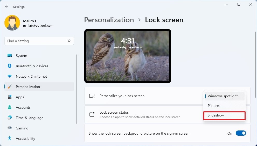Slideshow for Lock screen