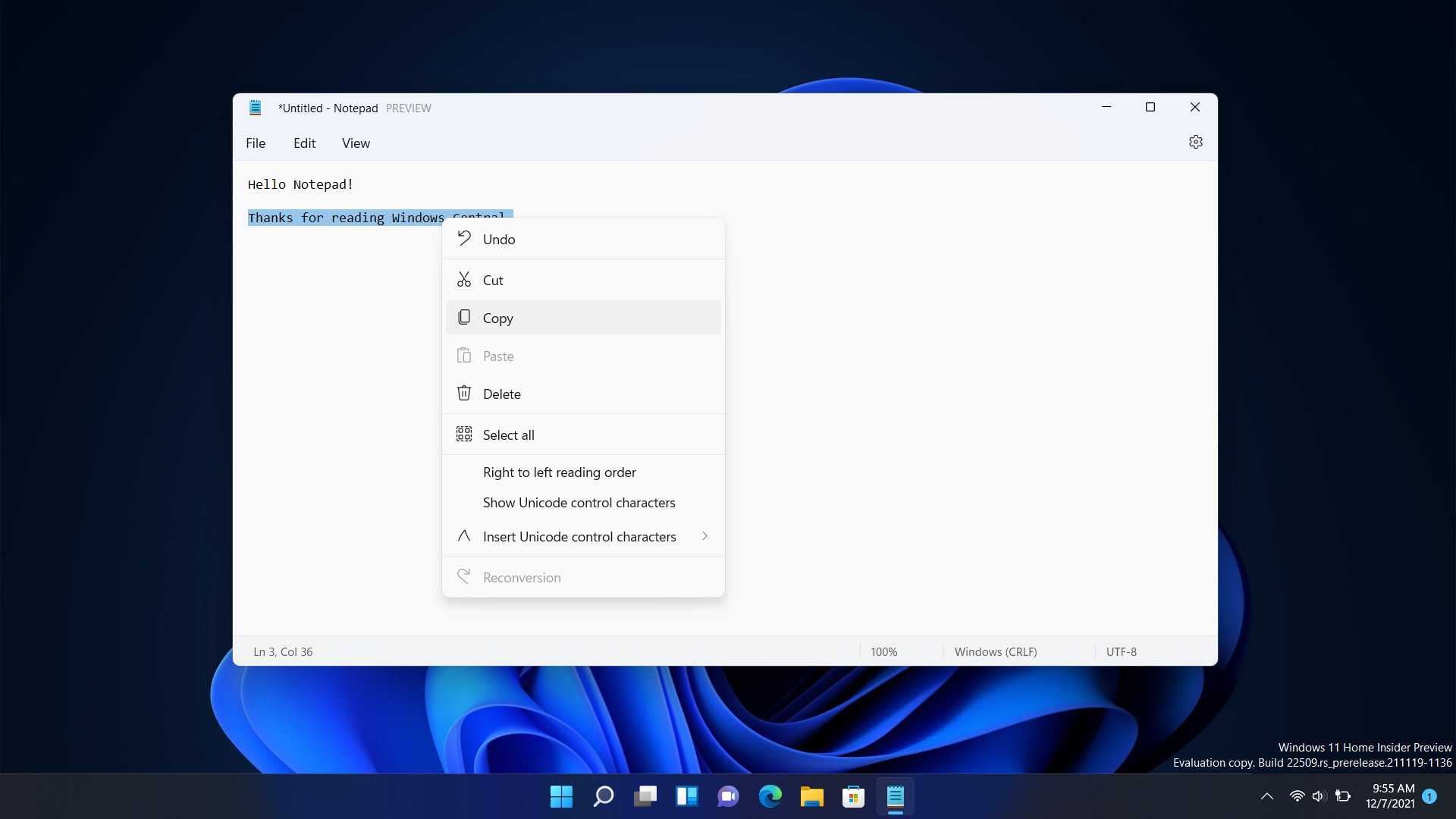 Notepad Windows 11 Context Menu