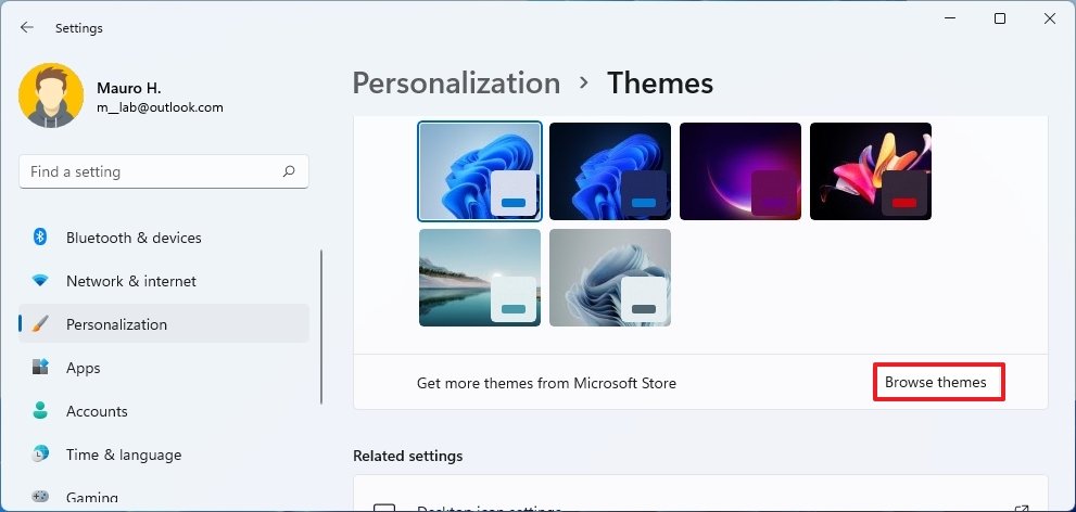 Open Store themes section