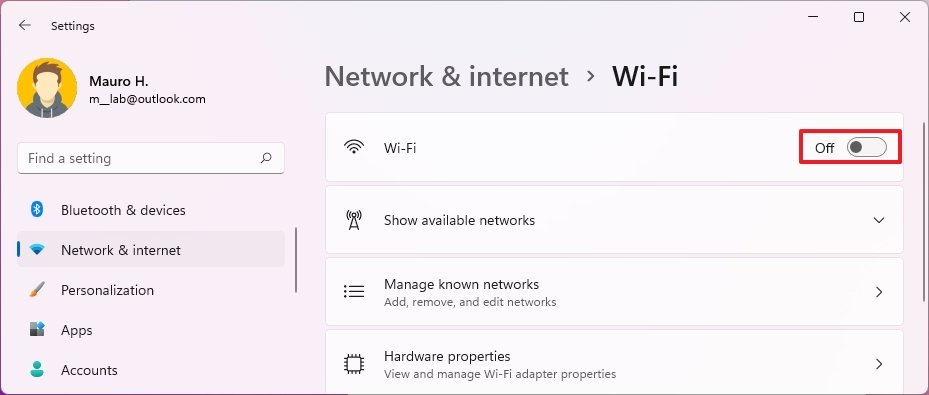 Windows 11 disable Wi-Fi connectivity