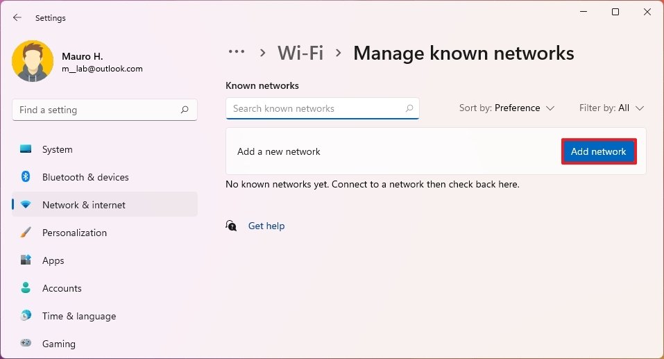 Windows 11 add network option