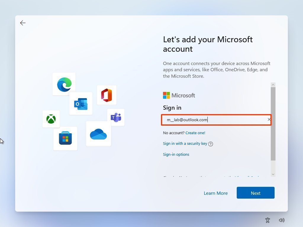 Create a Windows 11 account 