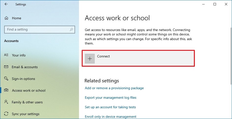 Access Work or School Connect