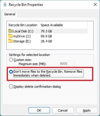 Bypass Recycle Bin deletion