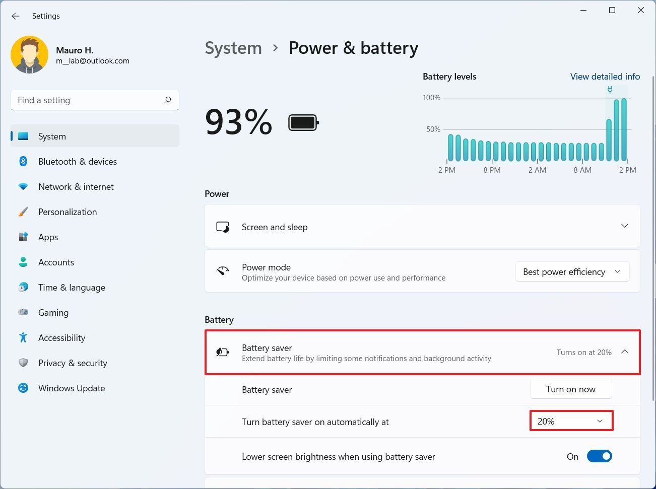 Enable battery saver automatically