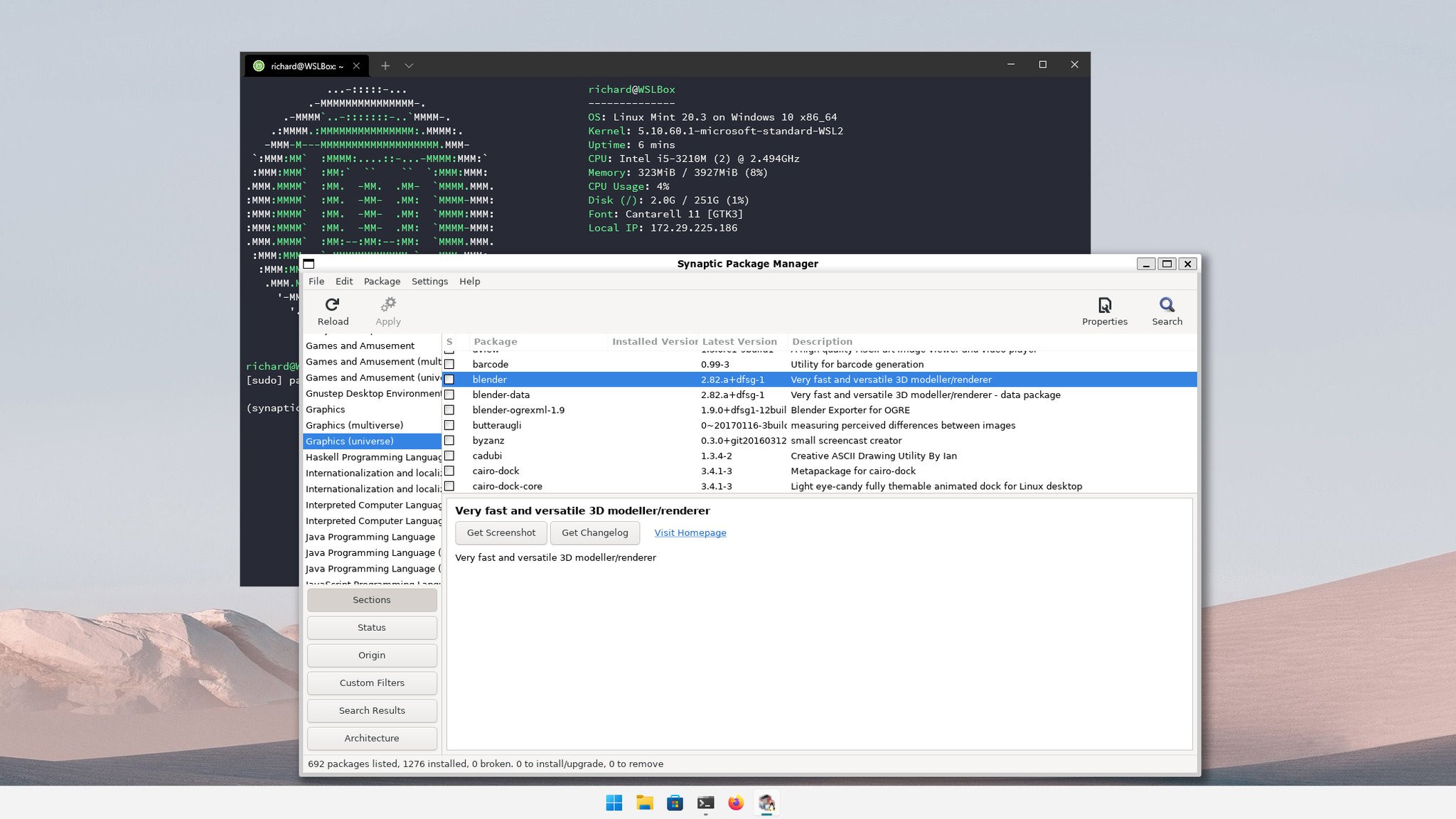 Synaptic Package Manager on WSL