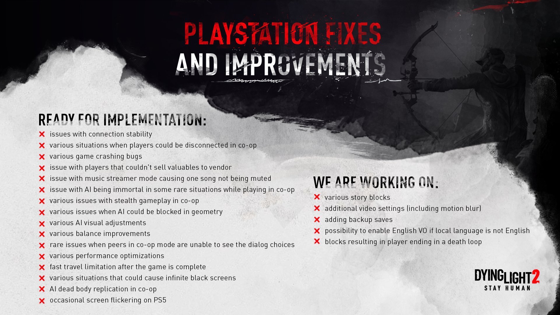 Dying Light 2 PlayStation Fixes