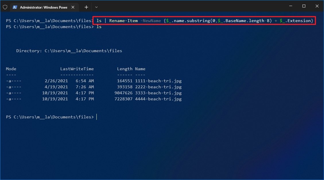 PowerShell trim part of the file name