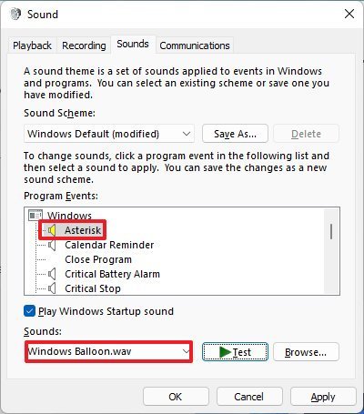 Windows 11 altera o som do sistema