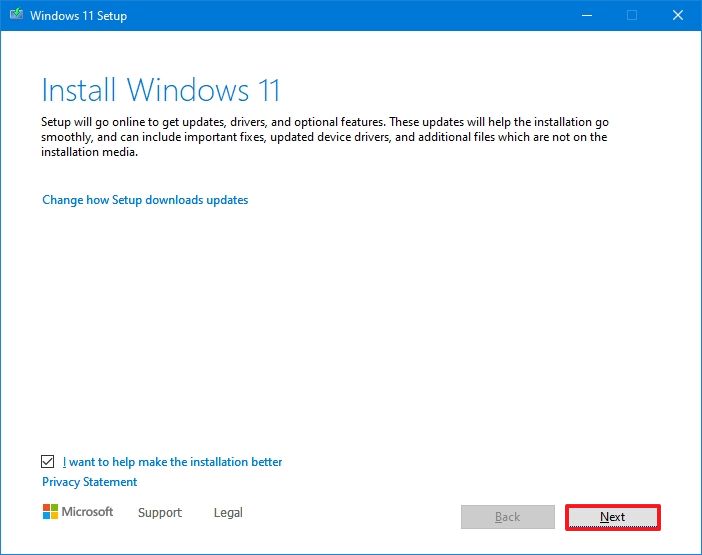 Windows 11 upgrade widzard